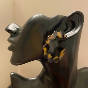Tortoiseshell resin hoop earrings